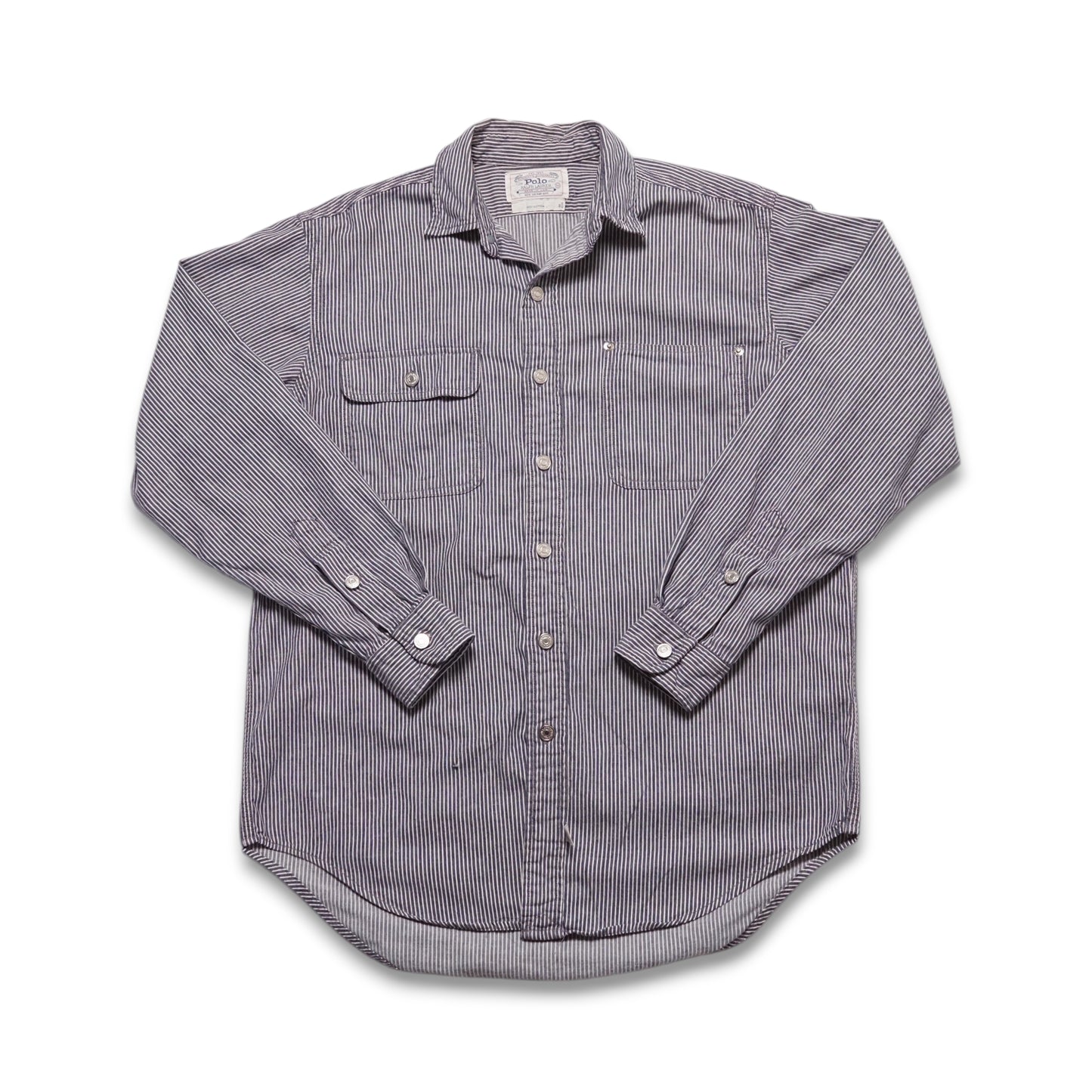 1990s Polo Hickory Stripe Over Shirt Size: M