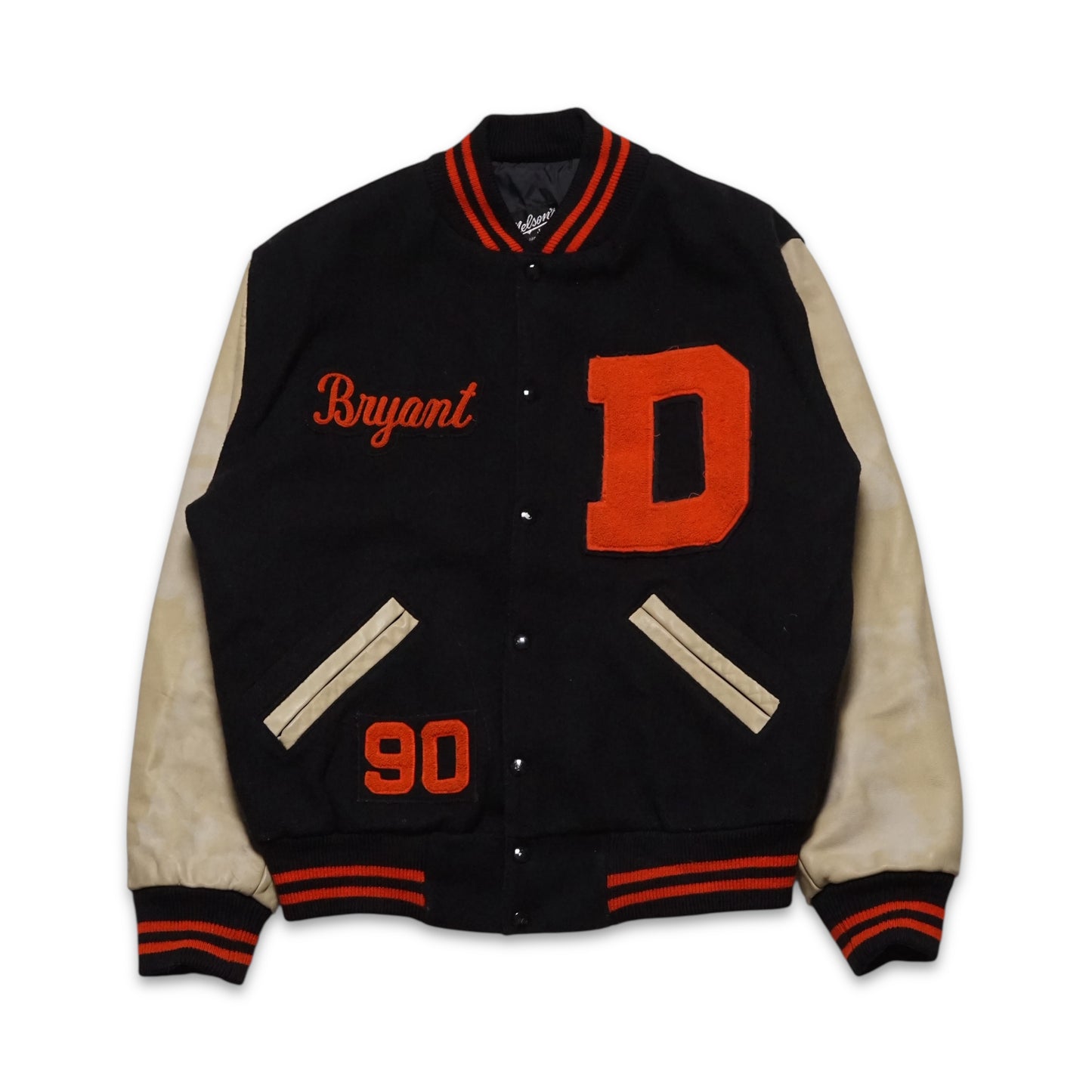 1990s Varsity Letterman Jacket "Black" Size: L