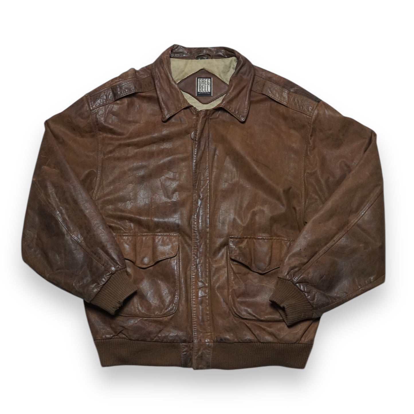 1980s Flight Leather Jacket "Brown" Size: L/XL