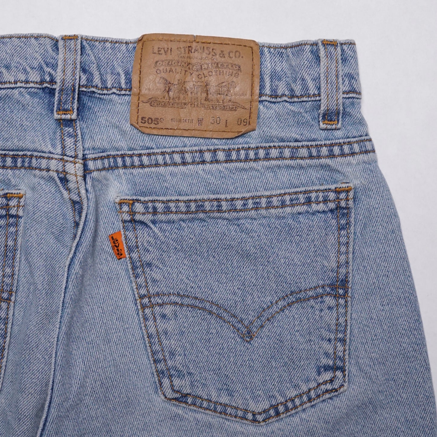 1990s Levi 505 Orange Tab Short "Stone" Size: 30W