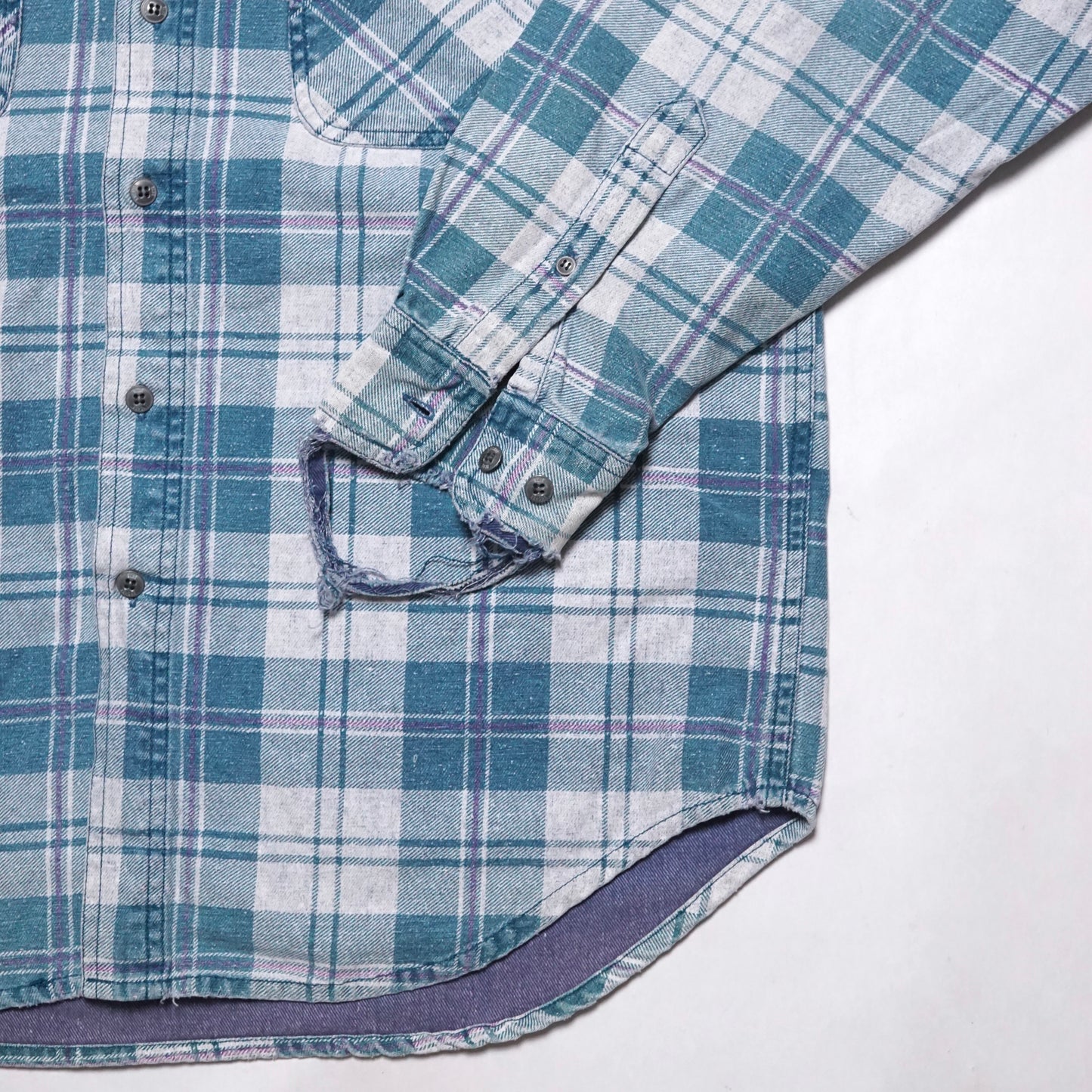 1980s Denim Flannel "Distressed" Size: XL
