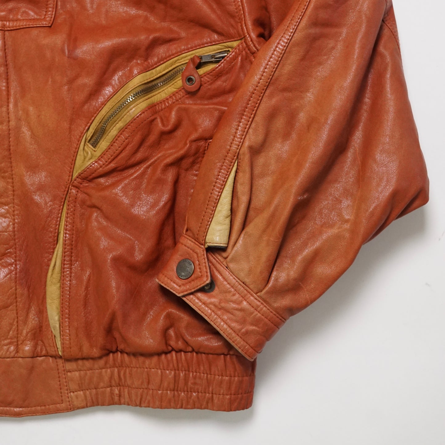 1980s Leather Bomber Jacket "Burnt" Size: L