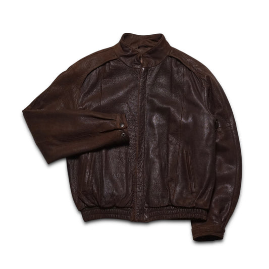 1980s Leather Bomber Jacket "Brown" Size: M/L