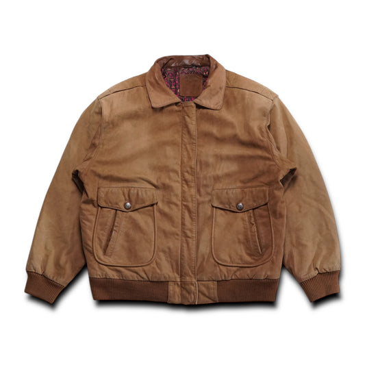 1990s Leather Bomber Jacket Size: L