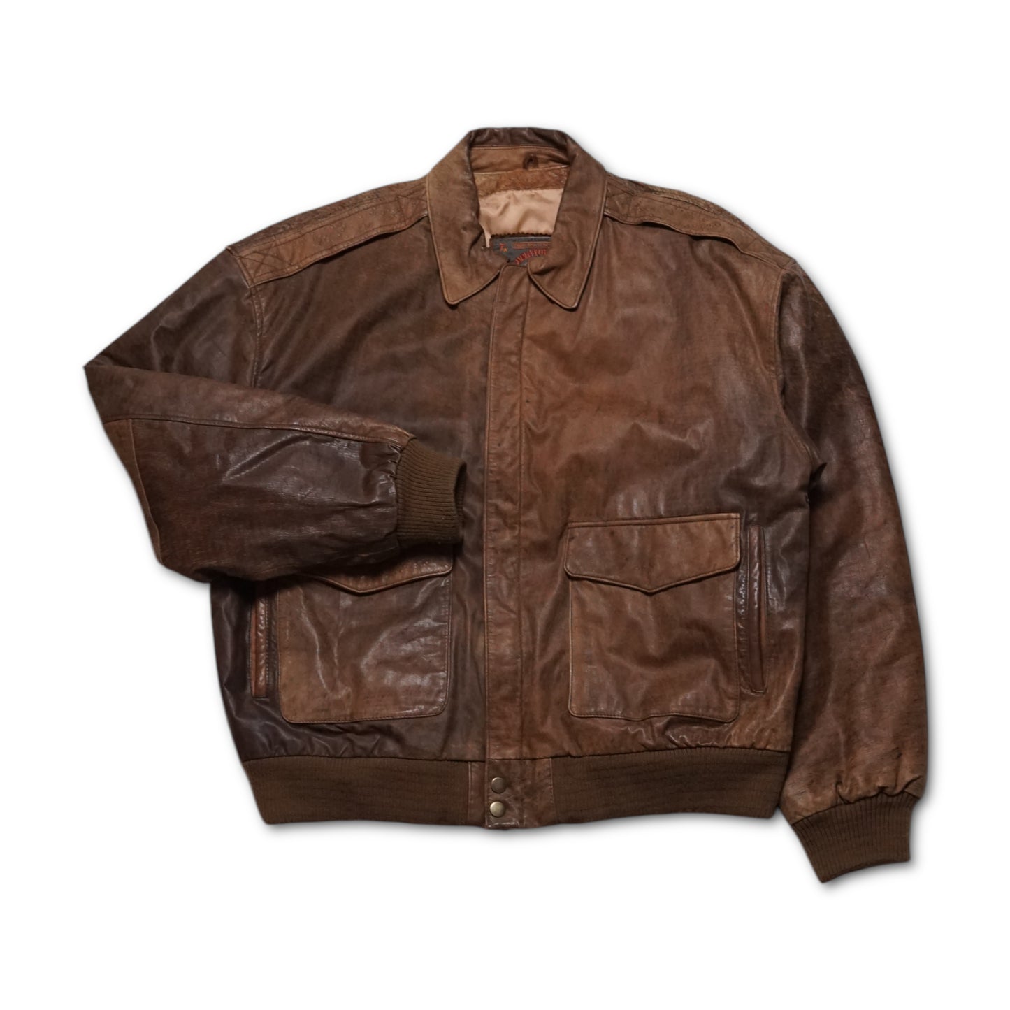 2000s Leather Bomber Jacket “Brown” Size: XL
