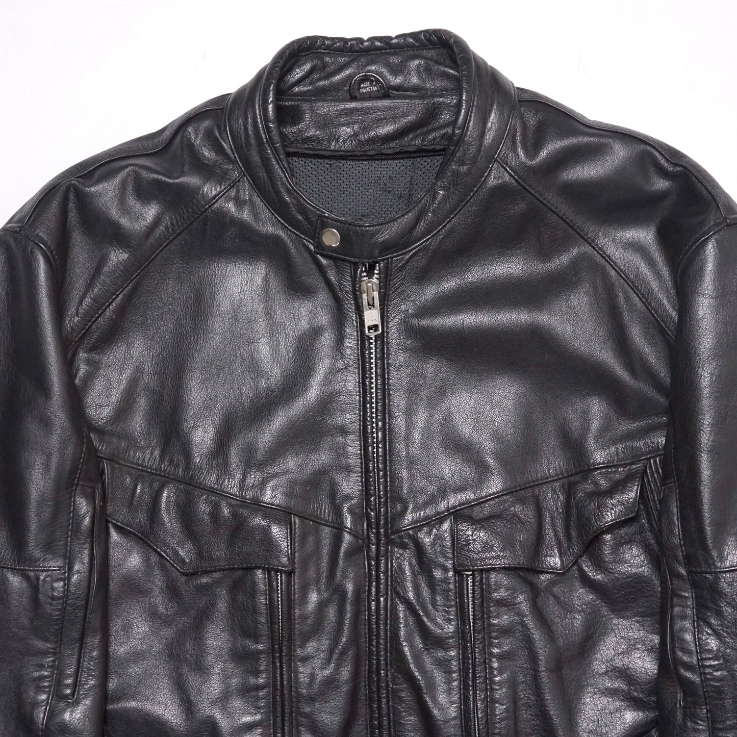 2000s Cafe Racer Leather Jacket Size: L/XL
