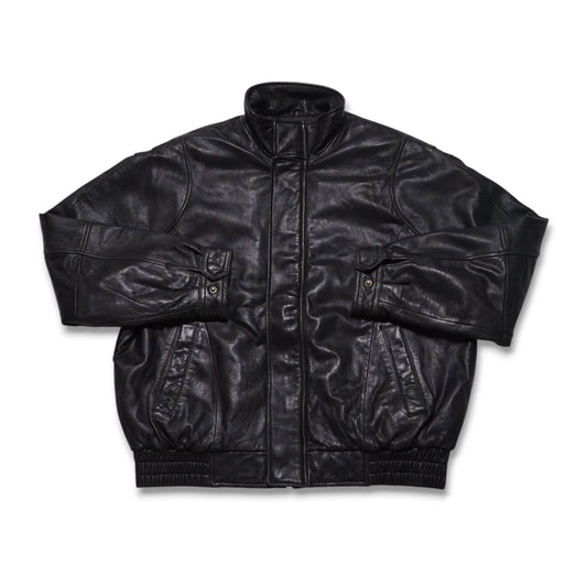 2000s Leather Bomber Jacket "Black" Size: L