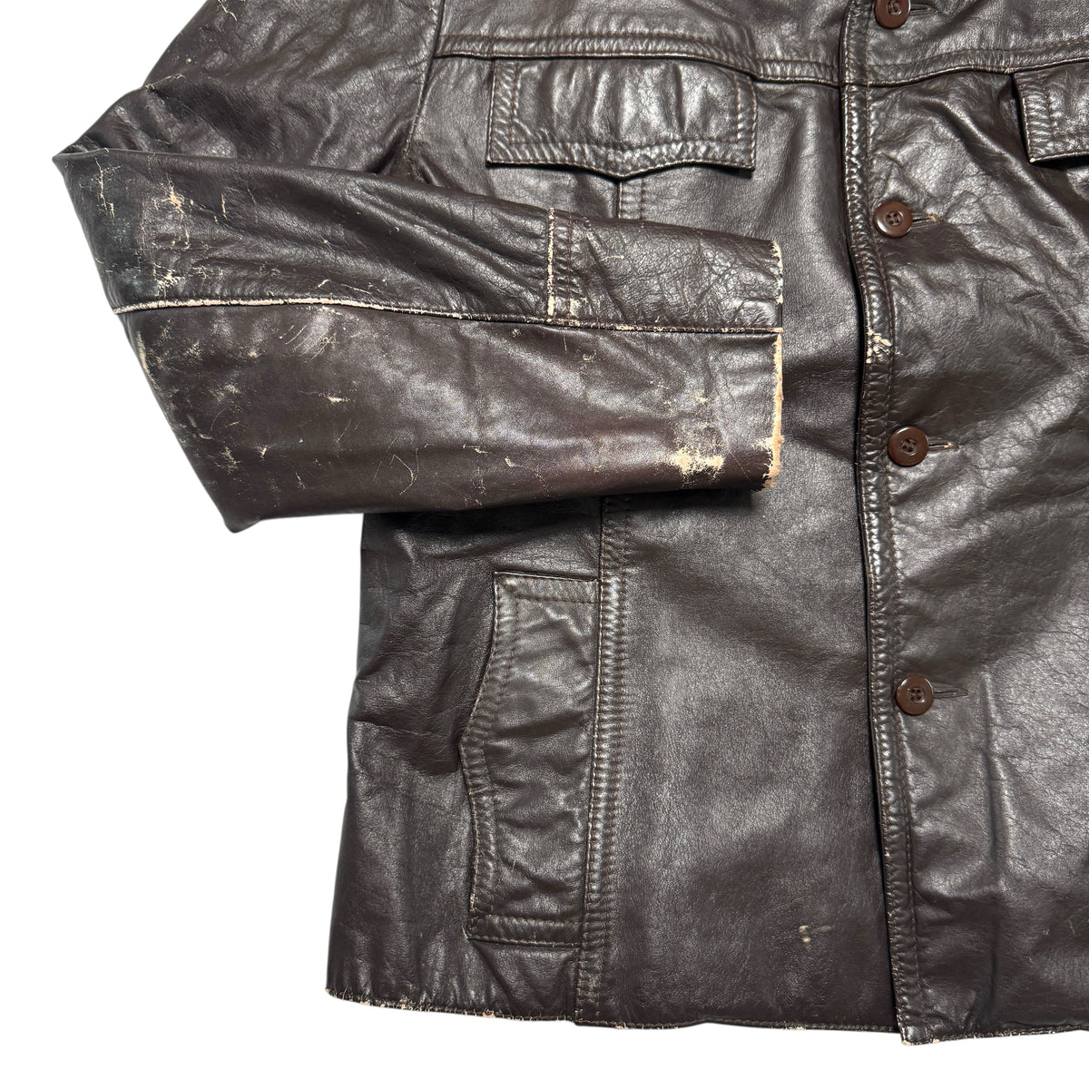 1970s Leather Jacket "Distressed" Size: M