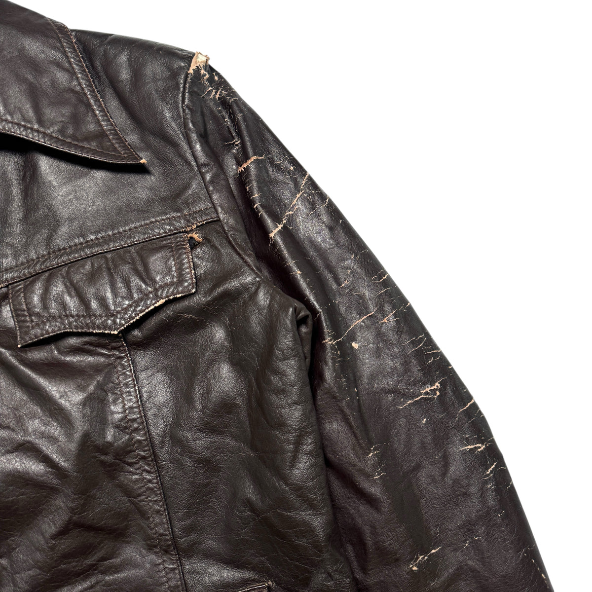 1970s Leather Jacket "Distressed" Size: M