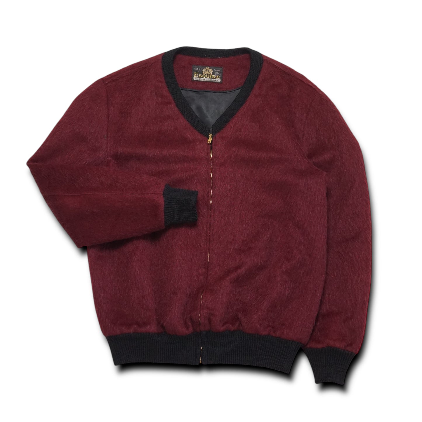 1960s Esquire Mohair Cardigan "Maroon" Size: L