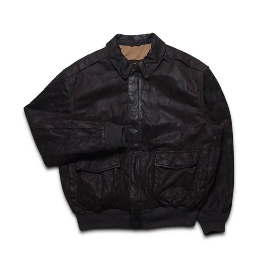2000s Leather Flight Jacket “Brown” Size: M/L