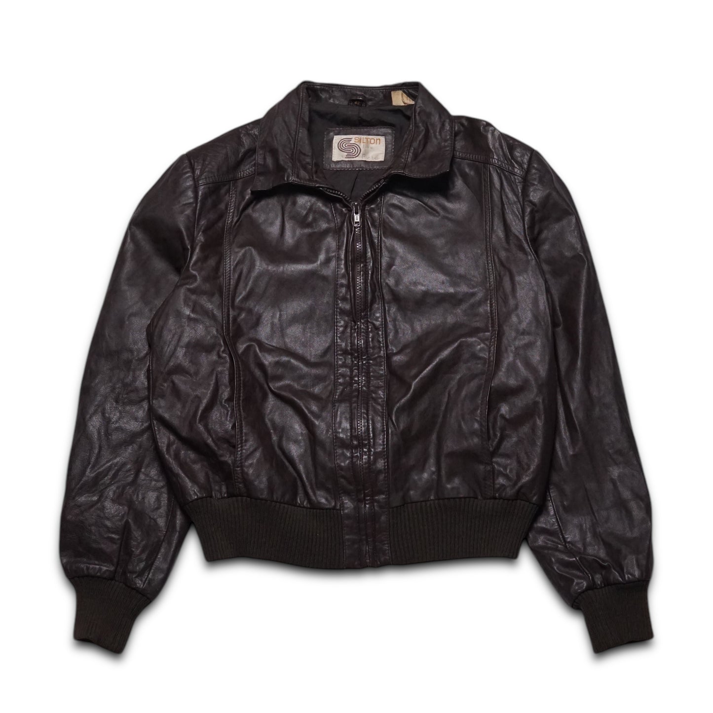 1980s Leather Bomber Jacket “Brown” Size: S/M