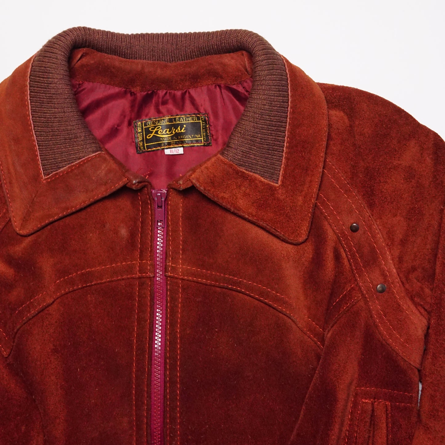 1980s Suede Bomber Jacket "Burnt" Size: S