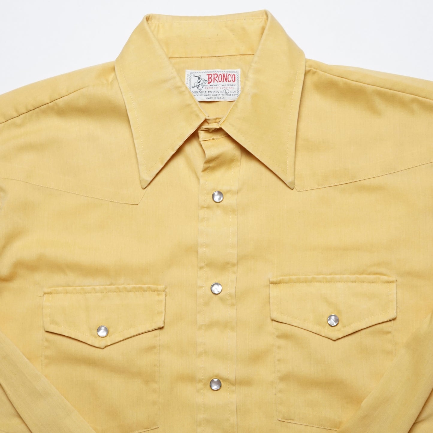 1960s Bronco Pearl Snap "Yellow" Size: L