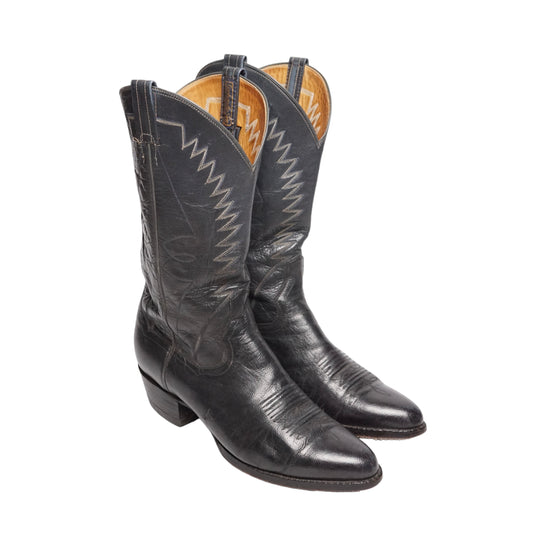 1990s Western Cowboy Boot "Black" Size: 9.5M