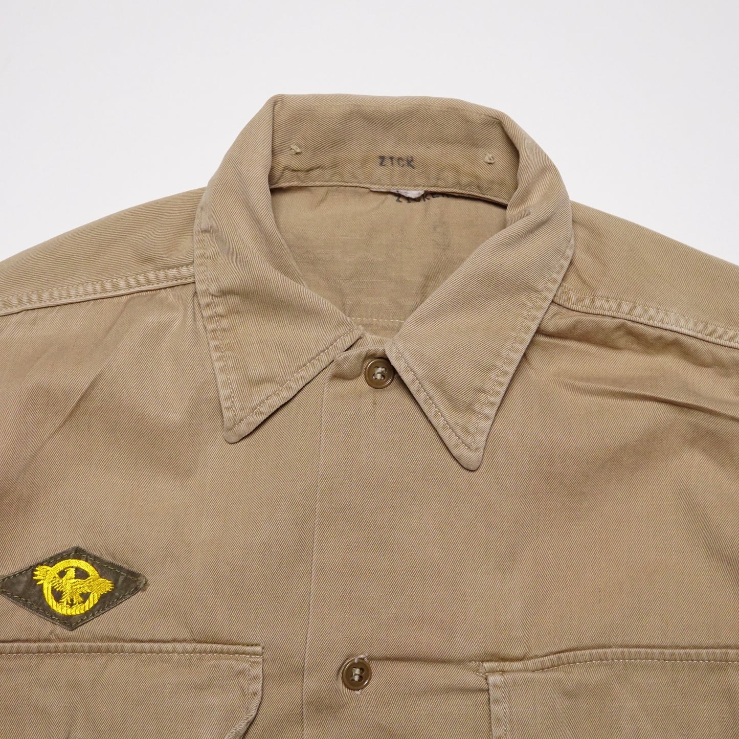 1950s Military Cotton Twill Button Up "Khaki" Size: M