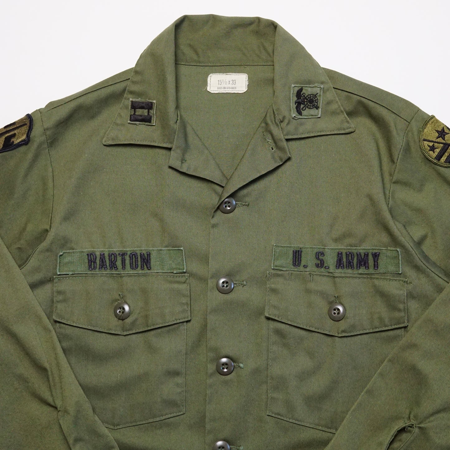 1980s Military OG-507 Fatigue Shirt Size: M/L