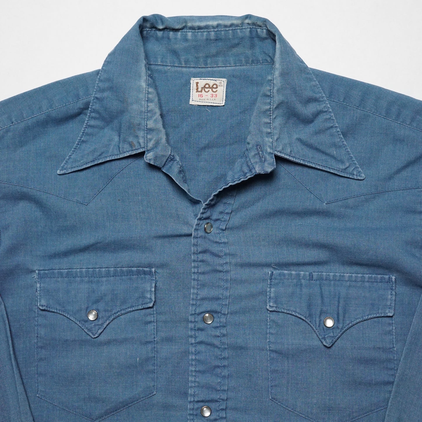 1970s Lee Pearl Snap "Blue" Size: L
