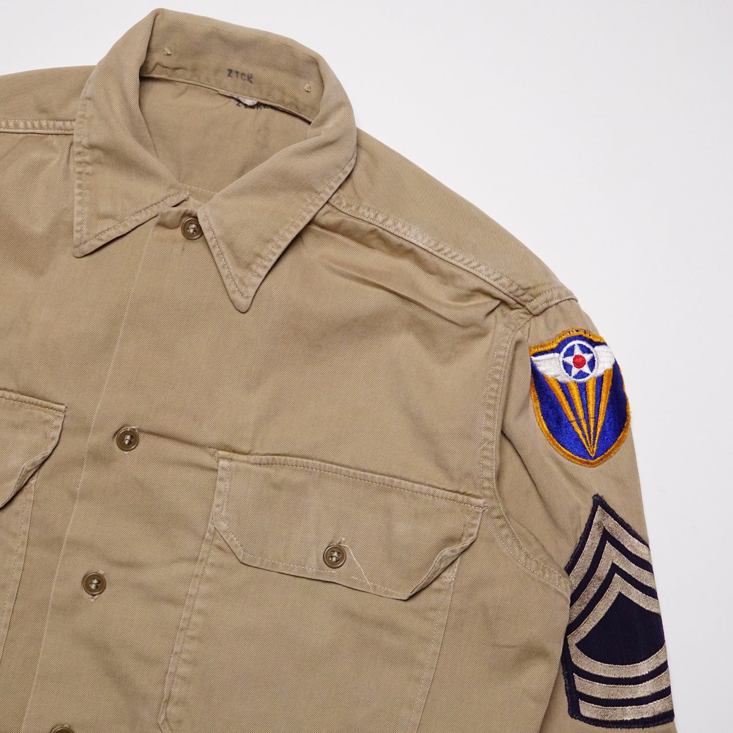 1950s Military Cotton Twill Button Up "Khaki" Size: M